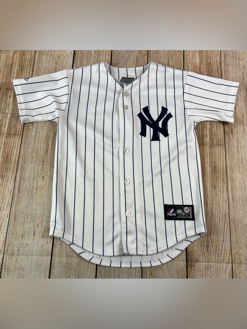New York Yankees Pinstripe Majestic Baseball Jersey Youth Size Small